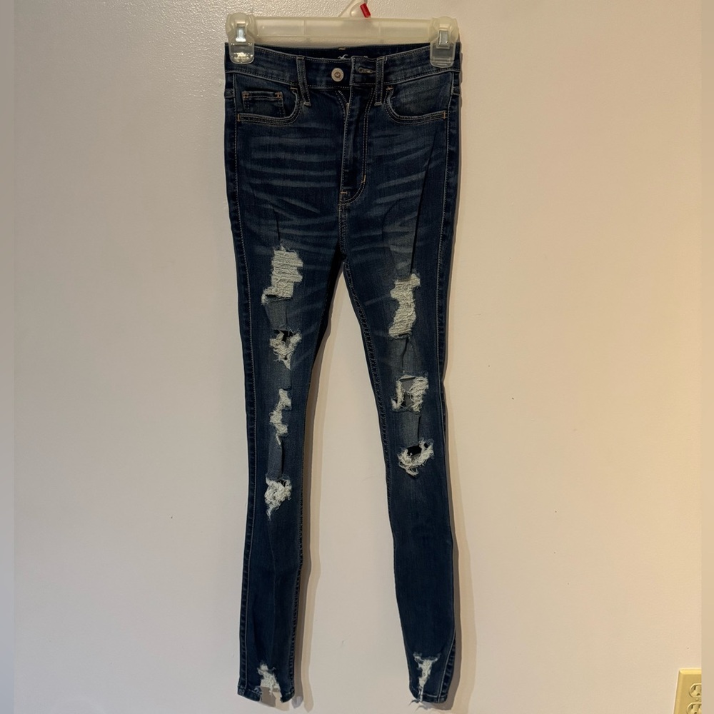 Hollister Dark Blue Distressed Skinny Jeans